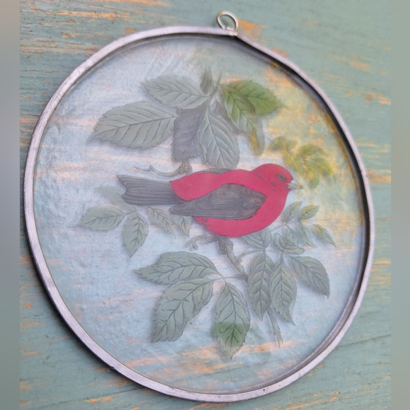 Red Bird Suncatcher Stocking Stuffers Bird Lover Gifts Glass Metal Wall Decor - Picture 14 of 16